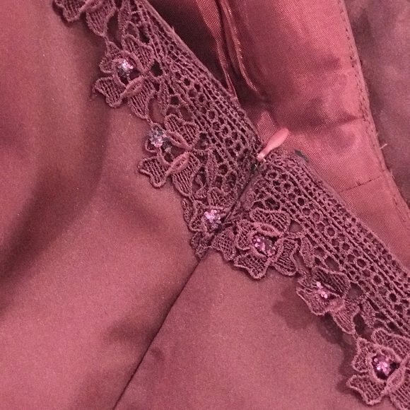 Merlot Red Long Train Mermaid Gown Cocktail Dress - Picture 9 of 14